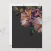 Elegante Black Moody Floral Couples Dusche Einladung (Rückseite)