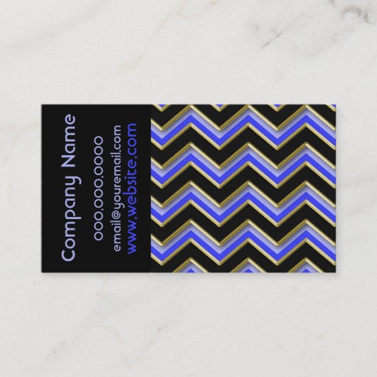 Elegante Black on Blue ZigZag Business Card Visitenkarte (Vorderseite)