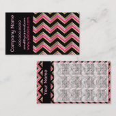 Elegante Black on Hot Pink ZigZag Business Card Visitenkarte (Vorne/Hinten)