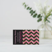 Elegante Black on Hot Pink ZigZag Business Card Visitenkarte (Stehend Vorderseite)