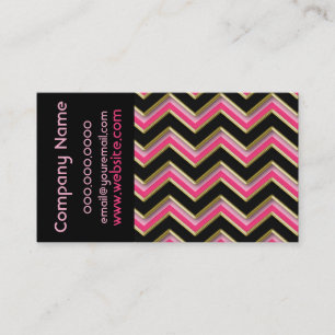 Elegante Black on Hot Pink ZigZag Business Card Visitenkarte