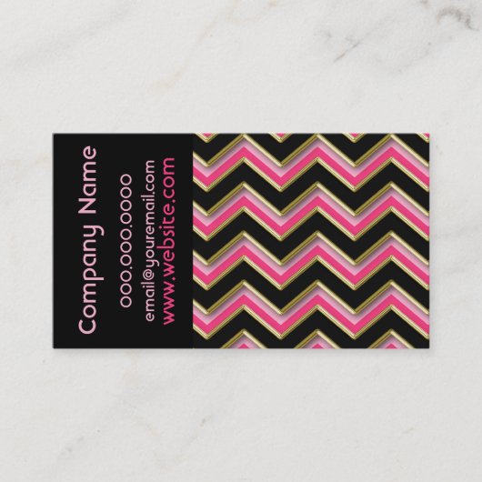 Elegante Black on Hot Pink ZigZag Business Card Visitenkarte (Vorderseite)