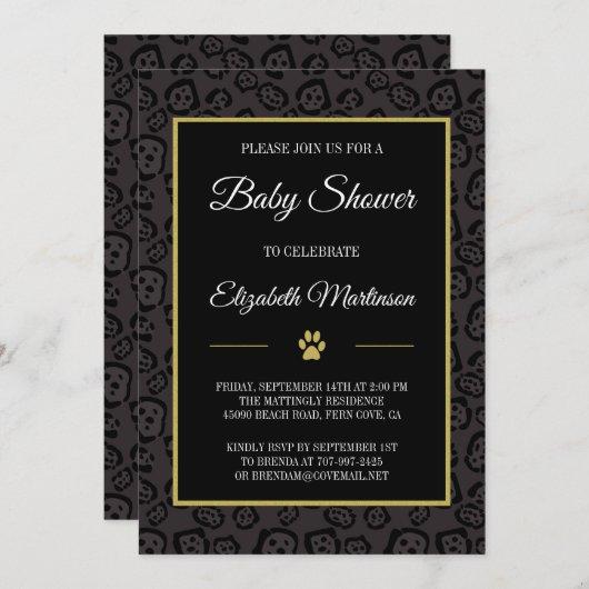 Elegante Black Panther Jaguar Spots Baby Dusche Einladung (Vorne/Hinten)