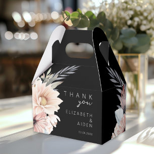 Elegante, Black & Pastel Boho Hochzeitsbox Geschenkschachtel