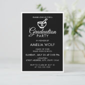 Elegante Black Pharmacist Graduation Party Einladung (Stehend Vorderseite)