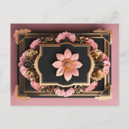 Elegante Black Pink 3D Blume Design Greetings Card Postkarte