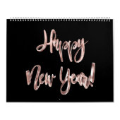 Elegante Black Pink Rose Gold Script Typografie Kalender (Titelbild)