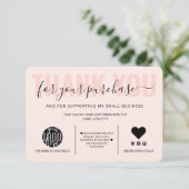 Elegante Black Pink Script Logo Kunde Vielen Dank Dankeskarte (Stehend Vorderseite)