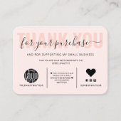 Elegante Black Pink Script Logo Kunde Vielen Dank Visitenkarte (Vorderseite)