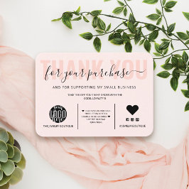 Elegante Black Pink Script Logo Kunde Vielen Dank Visitenkarte