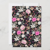 Elegante Black Pink Wildblumen Boho Floral Paint Einladung (Rückseite)
