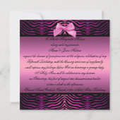 Elegante Black & Pink Zebra Quinceañera Einladung (Rückseite)