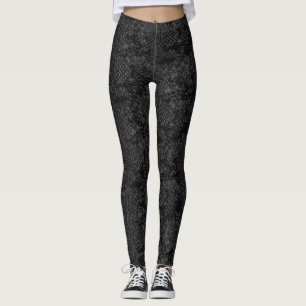 Elegante Black Python Snakeskin Leggings