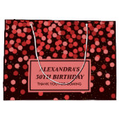 Elegante Black Red Confetti Geburtstag Große Gesch Geschenktüte (Rückseite)