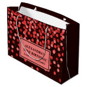 Elegante Black Red Confetti Geburtstag Große Gesch Geschenktüte (Rückseite Schrägansicht)