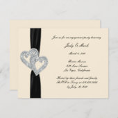 Elegante Black Ribbon Engagement Party Einladung (Vorne/Hinten)