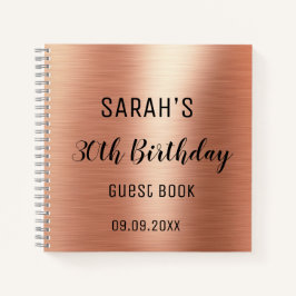 Elegante Black Rose Gold 30. Geburtstagsgast Notizblock