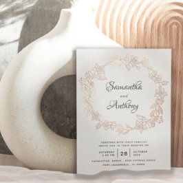 Elegante Black Rose Gold Blumenstrauß Hochzeit Folieneinladung