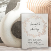 Elegante Black Rose Gold Blumenstrauß Hochzeit Folieneinladung