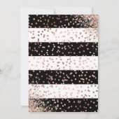 Elegante Black Rose Gold Confetti Floral Geburtsta Einladung (Rückseite)