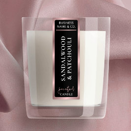 Elegante Black & Rose Gold Dünne Vertikale Candle  Etiketten