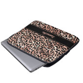 Elegante Black Rose Gold Foil Leopard Print Custom Laptopschutzhülle (Vorne Knopf)