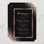 Elegante Black Rose Gold Foto Feier des Lebens Einladung (Vorne/Hinten)