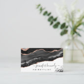 Elegante Black Rose Gold Glitzer Agate Marble Visitenkarte (Stehend Vorderseite)