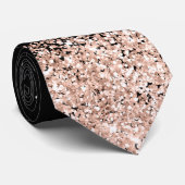 Elegante Black Rose Gold Imitate Glitzer Neck Tie Krawatte (Gerollt)