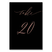 Elegante Black Rose Gold Script 20 Wedding Tischnummer (Vorderseite)