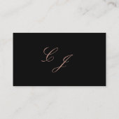 Elegante Black Rose Gold Script Monogram Wedding Platzkarte (Rückseite)
