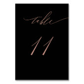 Elegante Black Rose Gold Script No. 11 Wedding Tischnummer (Rückseite)