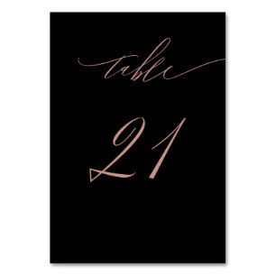 Elegante Black Rose Gold Script No. 21 Wedding Tischnummer
