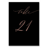 Elegante Black Rose Gold Script No. 21 Wedding Tischnummer (Rückseite)