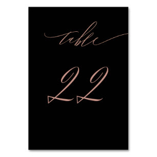 Elegante Black Rose Gold Script No. 22 Wedding Tischnummer