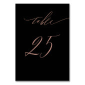 Elegante Black Rose Gold Script No. 25 Wedding Tischnummer (Vorderseite)