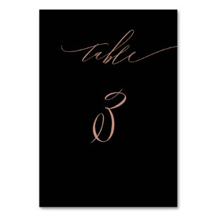 Elegante Black Rose Gold Script No. 3 Wedding Tischnummer
