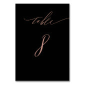 Elegante Black Rose Gold Script No. 8 Wedding Tischnummer (Vorderseite)