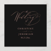 Elegante Black Rose Gold Script Typografy Wedding Programm (Vorderseite)