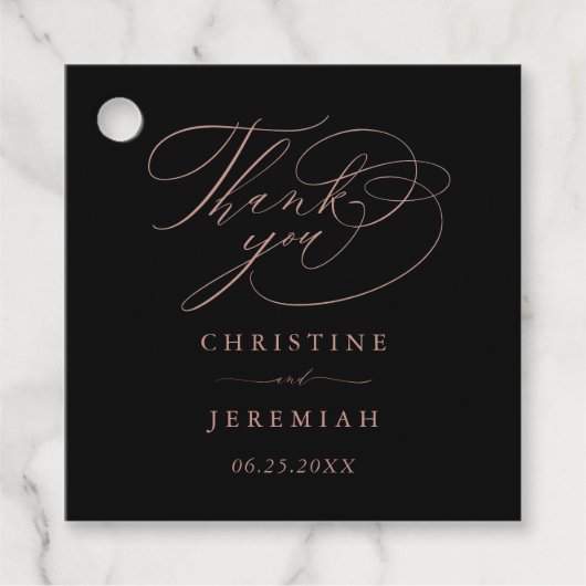 Elegante Black Rose Gold Wedding Vielen Dank Geschenkanhänger (Vorderseite)