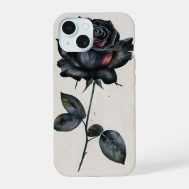 Elegante Black Rose Gothic Floral Phone Case | Dun iPhone 15 Hülle