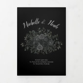 Elegante Black Rose Gothic Hochzeitsprogramme Dreifach-gefaltete Programmkarte (Cover)