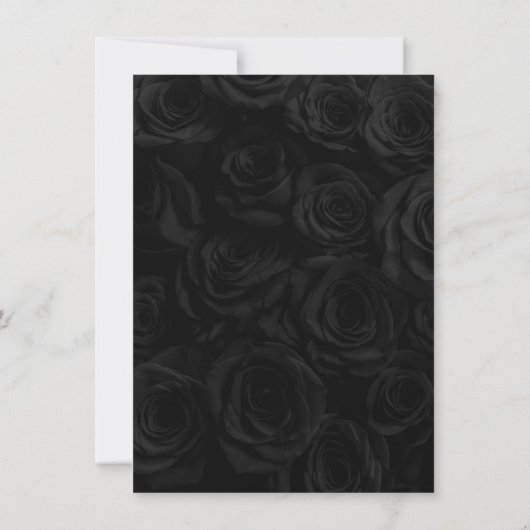 Elegante Black Rose Gothic Quinceañera Einladung (Rückseite)