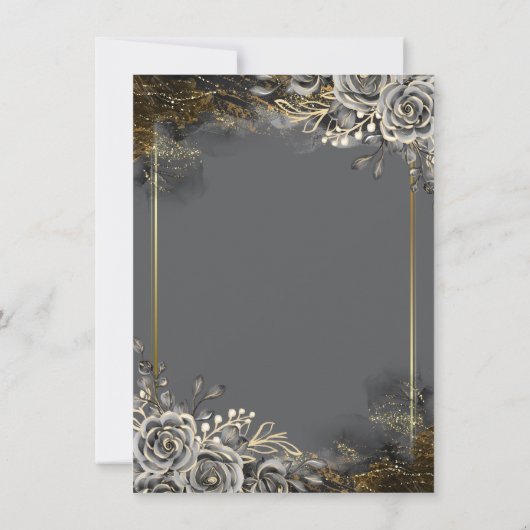 Elegante Black Rose Gray Retirement Einladung (Rückseite)