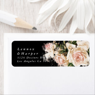 Elegante Black Rose Romance Wedding Rücksendeadres