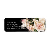 Elegante Black Rose Romance Wedding Rücksendeadres (Vorne)