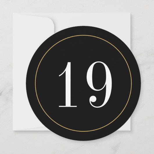Elegante Black Round Tischnummer Card (Rückseite)