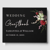 Elegante Black Rustic Boho Wildblume Wedding Gästebuch (Vorderseite)