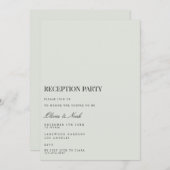 Elegante Black & Sage Empfang Einladungskarte Einladung (Vorne/Hinten)
