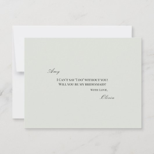 Elegante Black Sage Green Bridesmaid Vorschlagskar Save The Date (Rückseite)